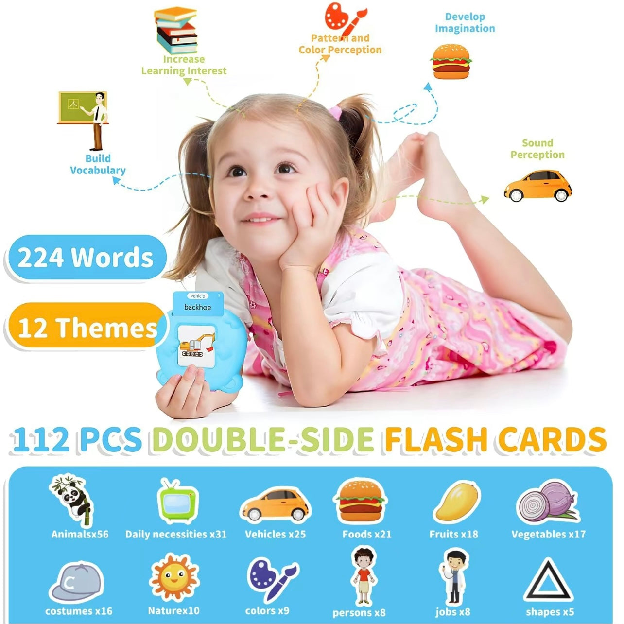 Talking Flash Cards Early Educational Toys  Baby Boys Girls Preschool Learning Reading Machine