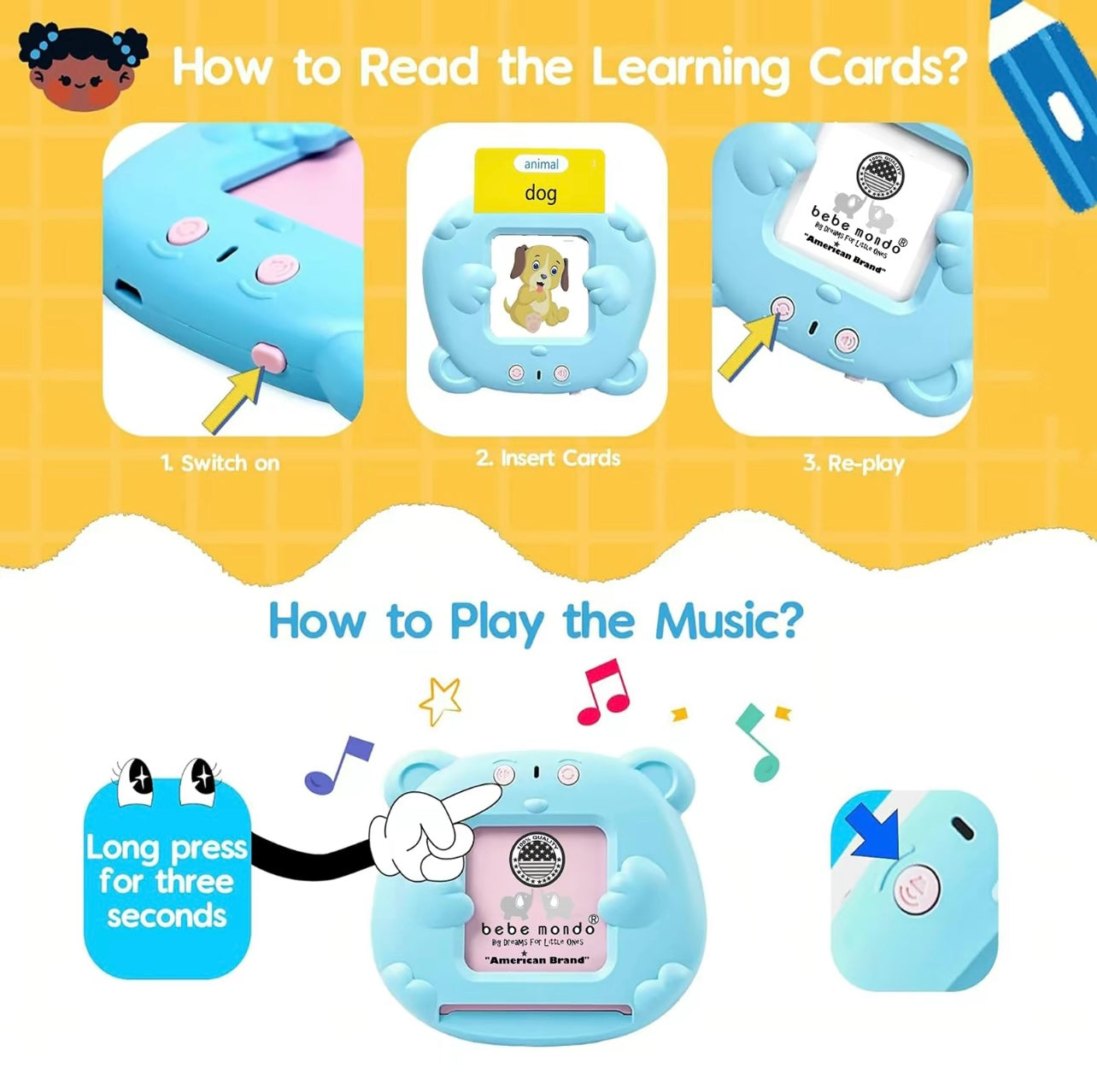 Talking Flash Cards Early Educational Toys  Baby Boys Girls Preschool Learning Reading Machine